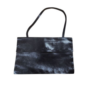 Black Faux Leather Pouch / Clutch Bag